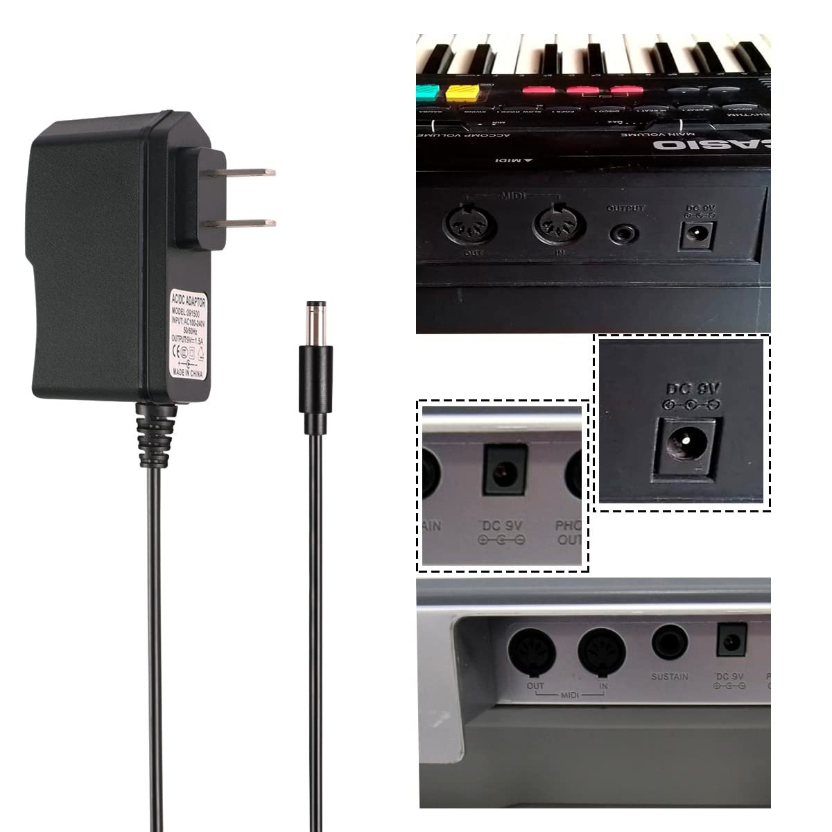 Casio Ctk Casio Keyboard Piano Power Cord Adapter 9V Power Adapter