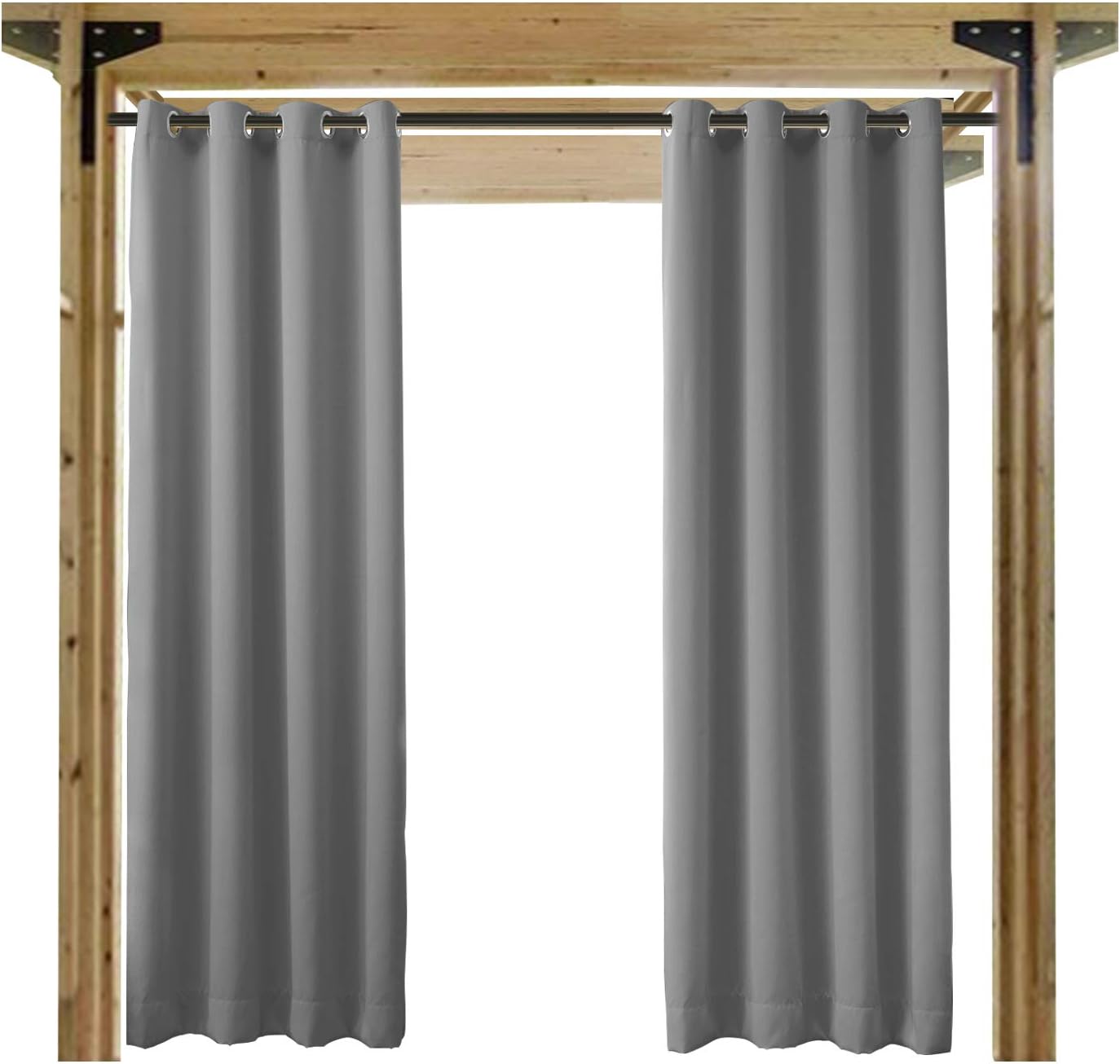 cololeaf Outdoor Curtain for Patio Waterproof Grommet Top Thermal Insulated Blackout Outdoor Curtain Drape, Porch, Gazebo, Pergola, Cabana, Dock, Beach Home - Grey 52W x 96L Inch (1 Panel)