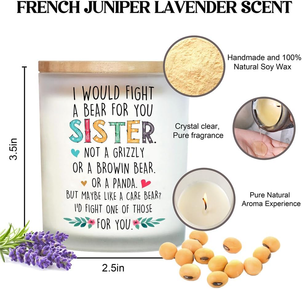 Funny Sister Candle Gifts for Sister from Sisters 7oz Lavender Scented Candles Birthday Gifts for Sisters Soy Eco-frinedly Long Lasting Candle Present - Image 7