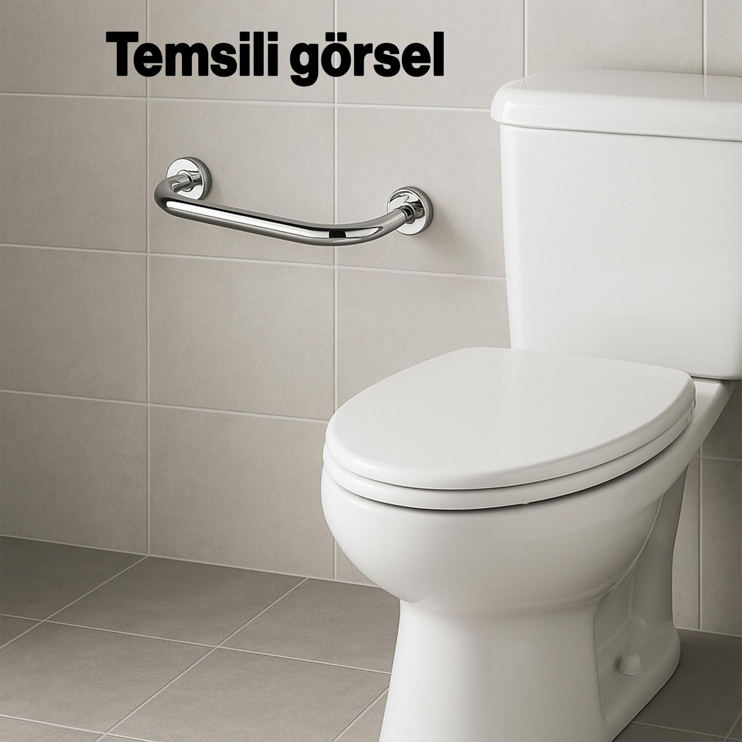 Tutunma Barı 19 Çap 20 cm Paslanmaz Çelik Krom Duvar Tipi Banyo Tuvalet Destek Barı Tutma Aparatı