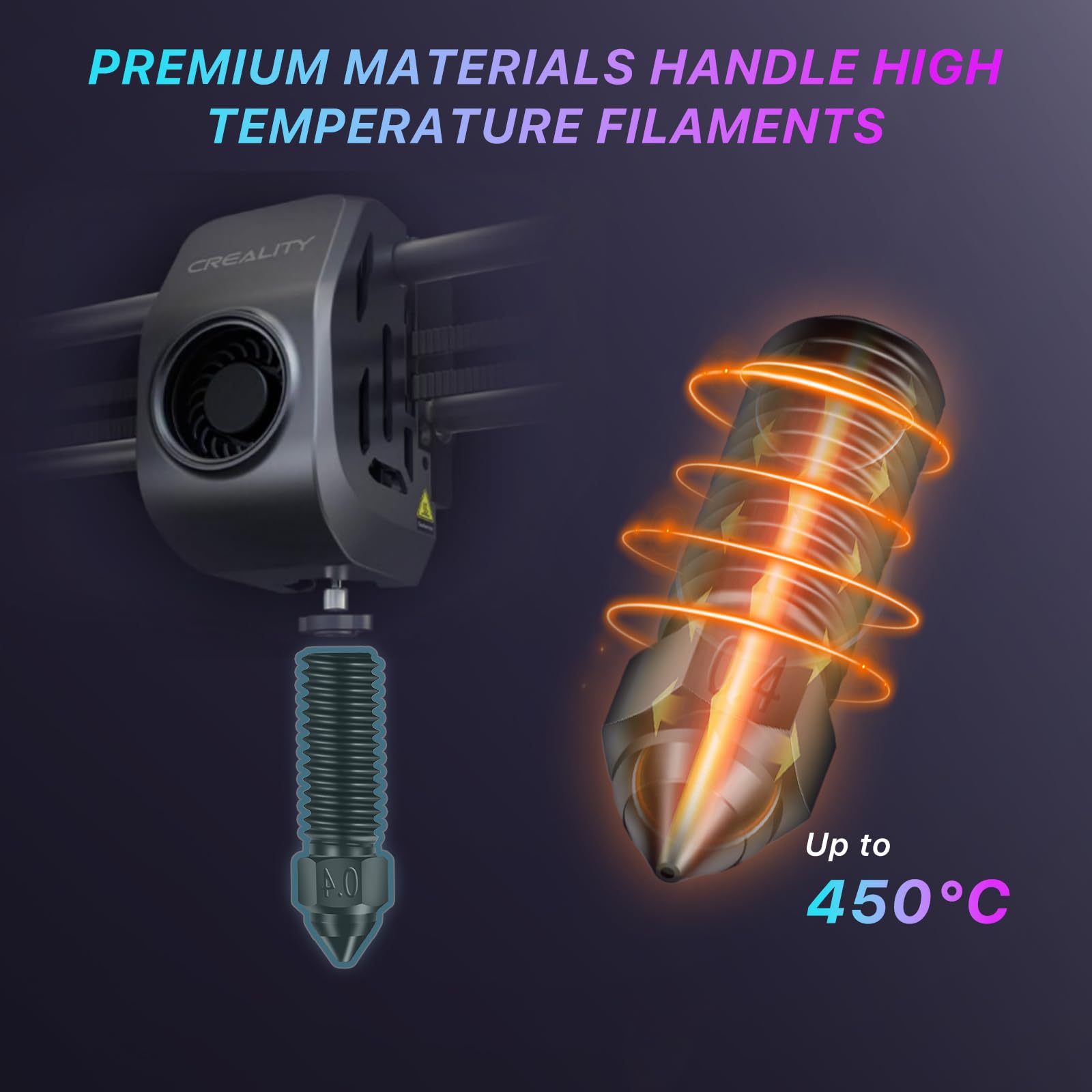 Creality K1 Lot de 5 buses d'imprimante 3D officielles en acier trempé 0,4 mm, impression à grande vitesse et buses d'extrudeuse à haut débit pour Creality K1 Max, CR-M4, CR-10, SE, Ender 3 V3 KE