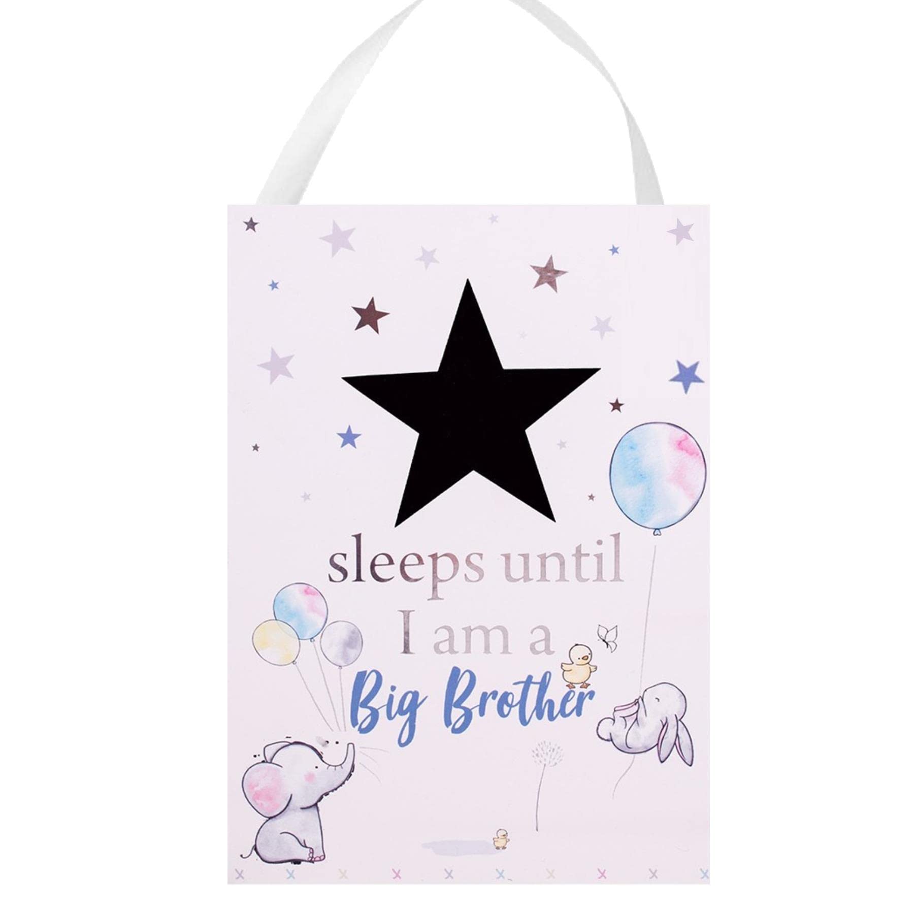 Baby Countdown Hanging Plaque '. Sleeps Until i'm a Big Brother"