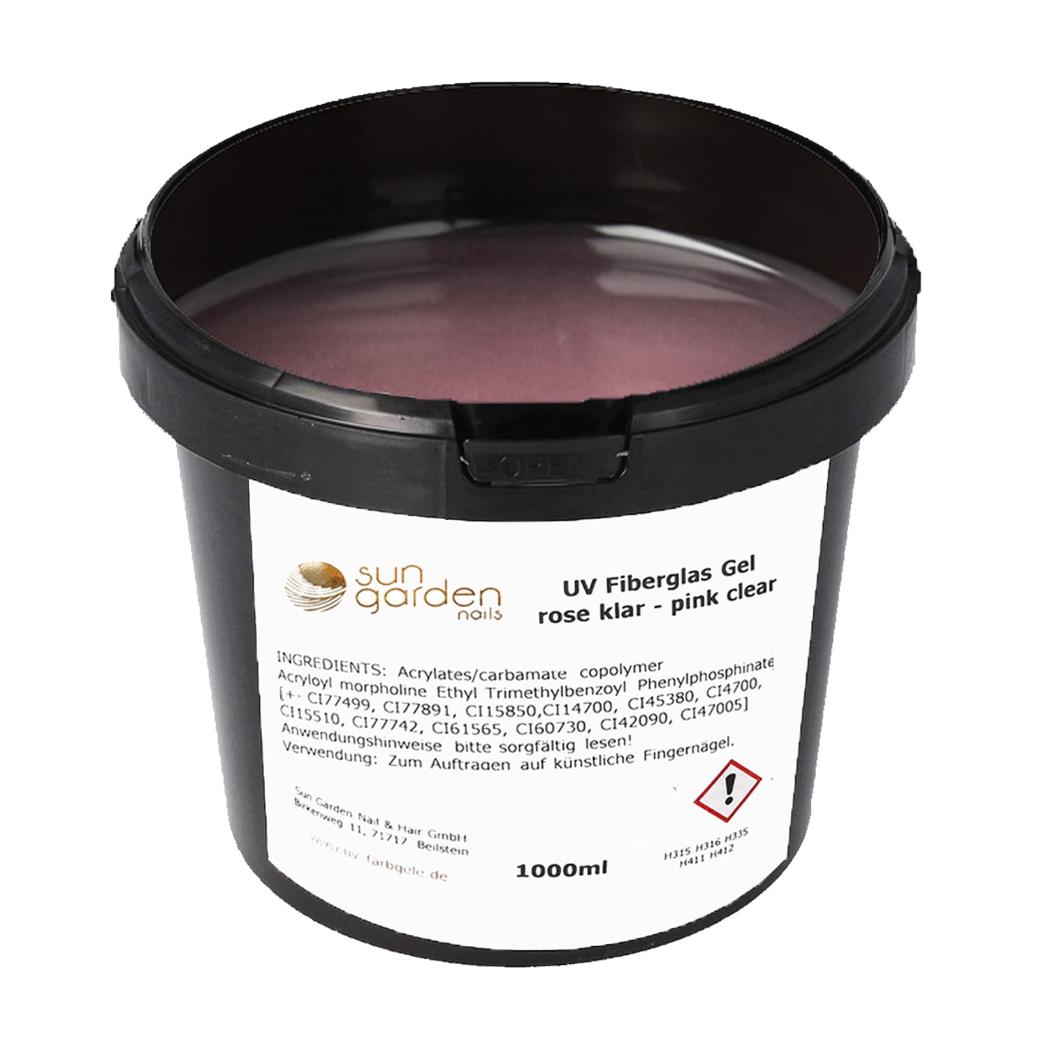 Gel UV in fibra di vetro rosa trasparente, 1000 ml, Premium Line – Gel di finitura, top coat – High Gloss Gel 1 fase