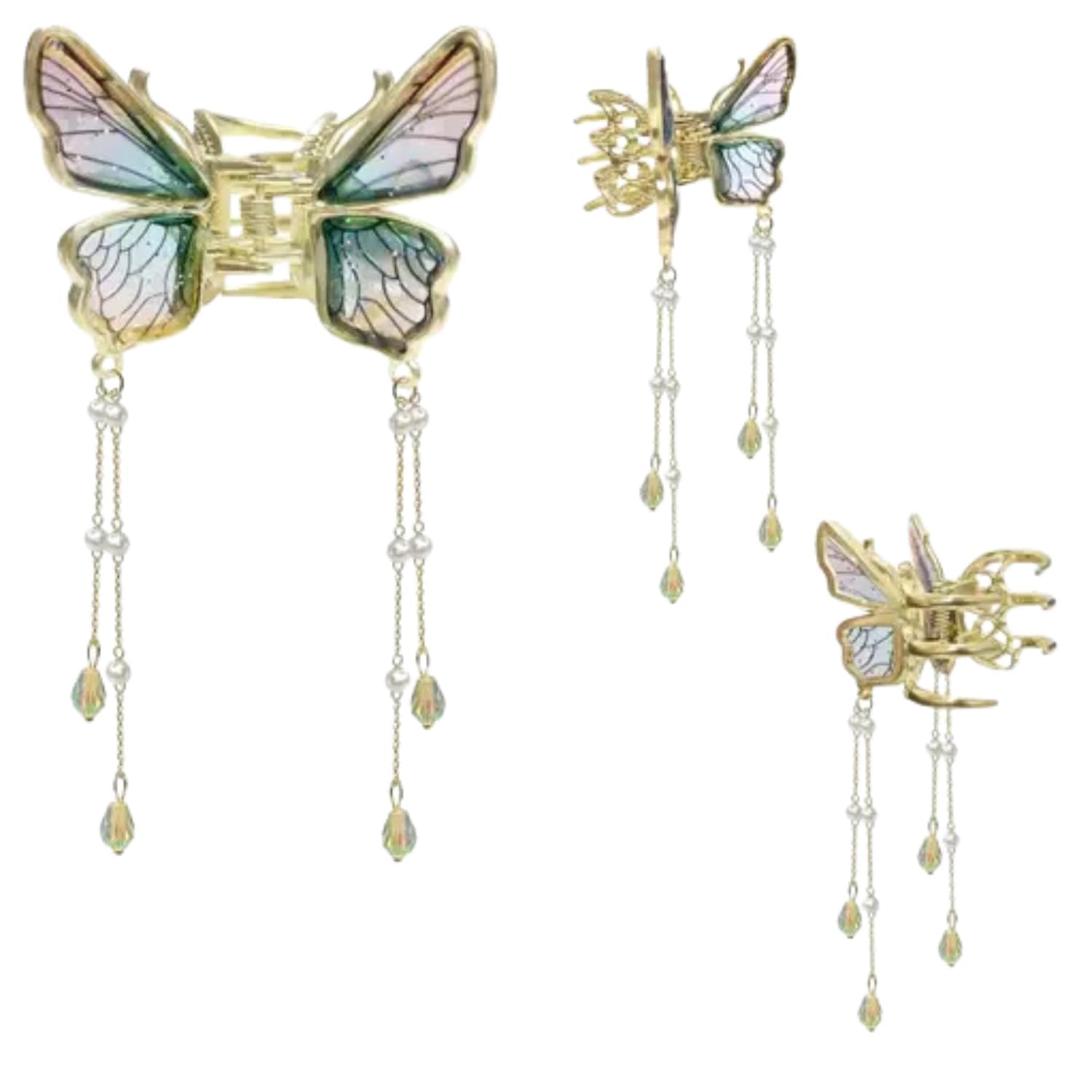 Butterfly Hair Clip, Resin Tassel Design, Wedding Hair Accessory for Women and Girls