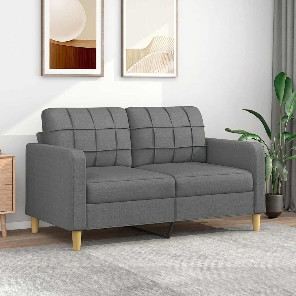 2-Seater Sofa Dark Grey Polyester 55.1 in Seat Width Durable Living Room Furniture