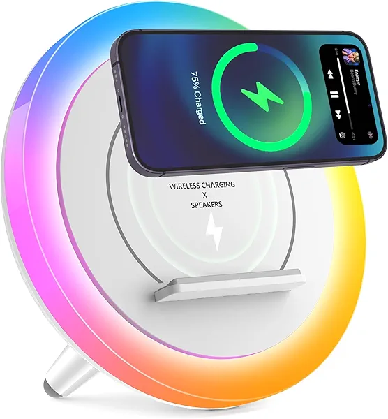 SIDVAR Bluetooth Speaker Night Lightsr,Wireless Charging Modern Speaker,Best Teenage Birthday Gift Ideas Tween Girls Gifts/Please use The Original Adapter