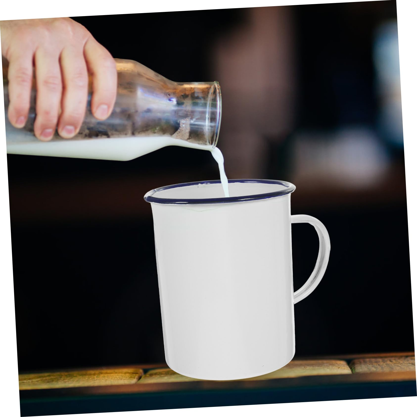 Cabilock Taza Medidora de Esmalte Estilo Retro Vintage Portátil para Café y Leche para Cocina y Desayuno