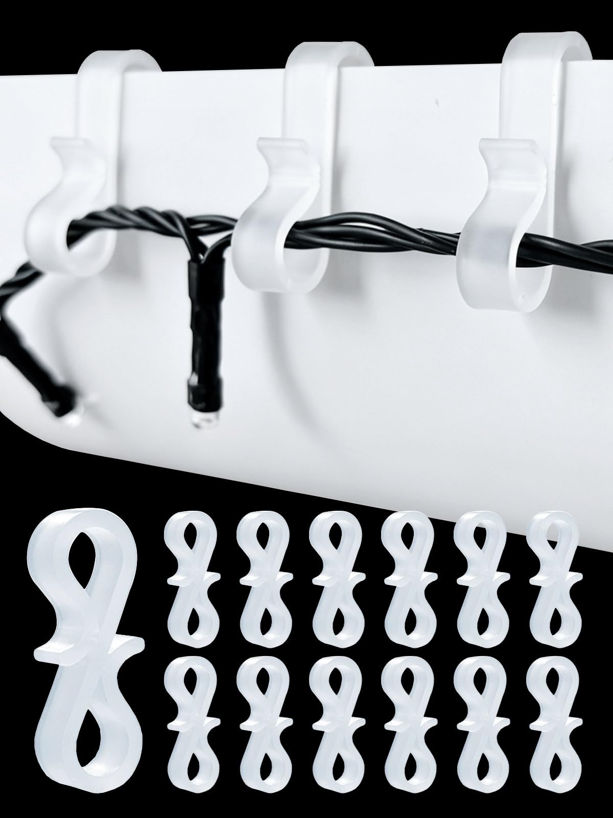 BYSMAH 80 Pack Gutter Hooks for Outdoor Lights, White Christmas Light Clips