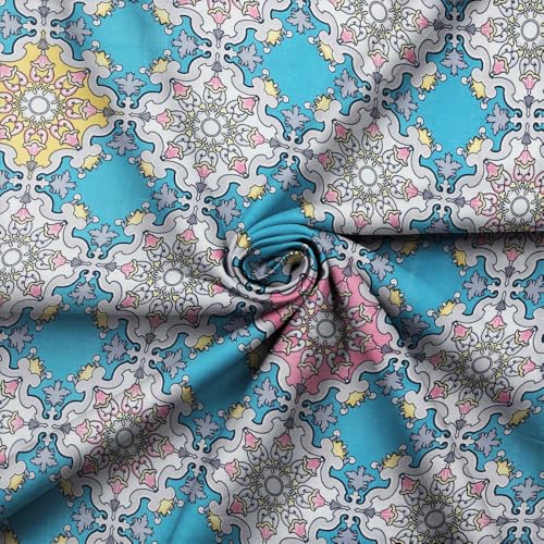 Image of HOMEKART Floral 180 Tc Ultra Super Soft Cotton Feel Microfiber Double Bedsheet with Two Pillow Covers for Your Bedroom (90x88 Inches, Aqua)