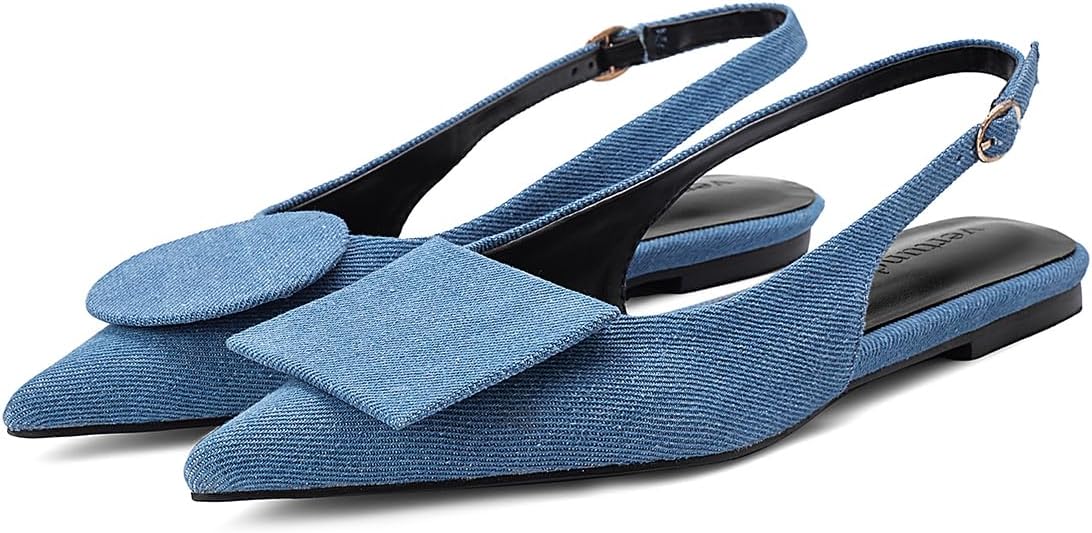 Vertundy Women's Slingback Flats - Decorative Fashion Design