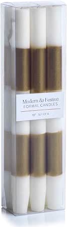 Zodax Modern 10-Inch Taper Candles - Set Of 6 In Light Blue & White, Formal & Festive Home Decor