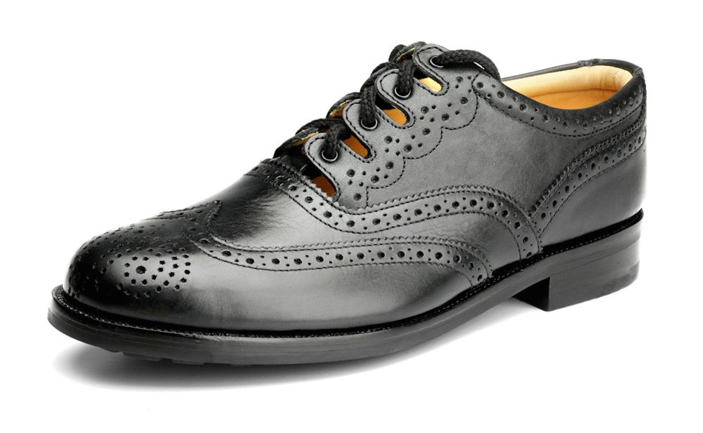 Prudent Piper Drummer Cemented All Terrain Sole Ghillie Brogue - Comfortable Durable Economical Black