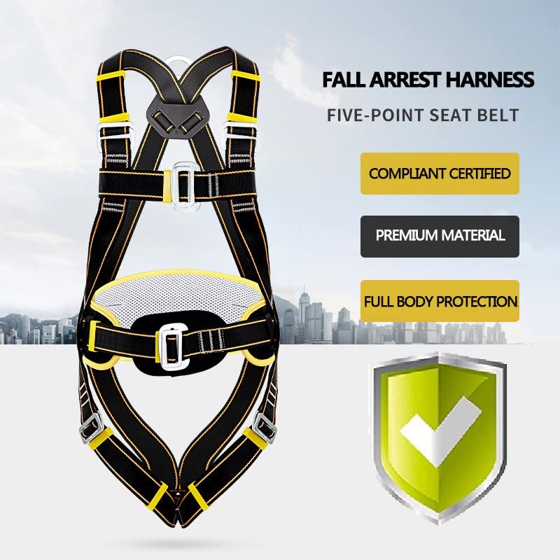 Harnais De Sécurité Escalade Professionnel – Longueur 1,2 M, Polyester Noir
