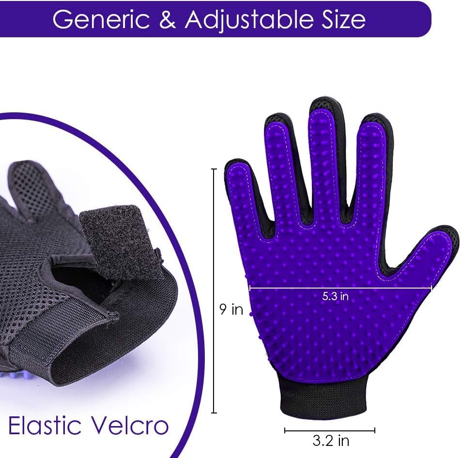 Image of DELOMO Pet Hair Remover Glove - Gentle Pet Grooming Glove Brush - Deshedding Glove - Massage Mitt with Enhanced Five Finger Design - Perfect for Dogs & Cats with Long & Short Fur - 1 Pack, Purple