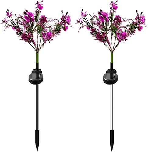 Miniatura 1 de Aolyty Luces solares decorativas para jardín al aire libre, paquete de 2 luces solares Phalaenopsis de flores, impermeables, IP65, luces solares en