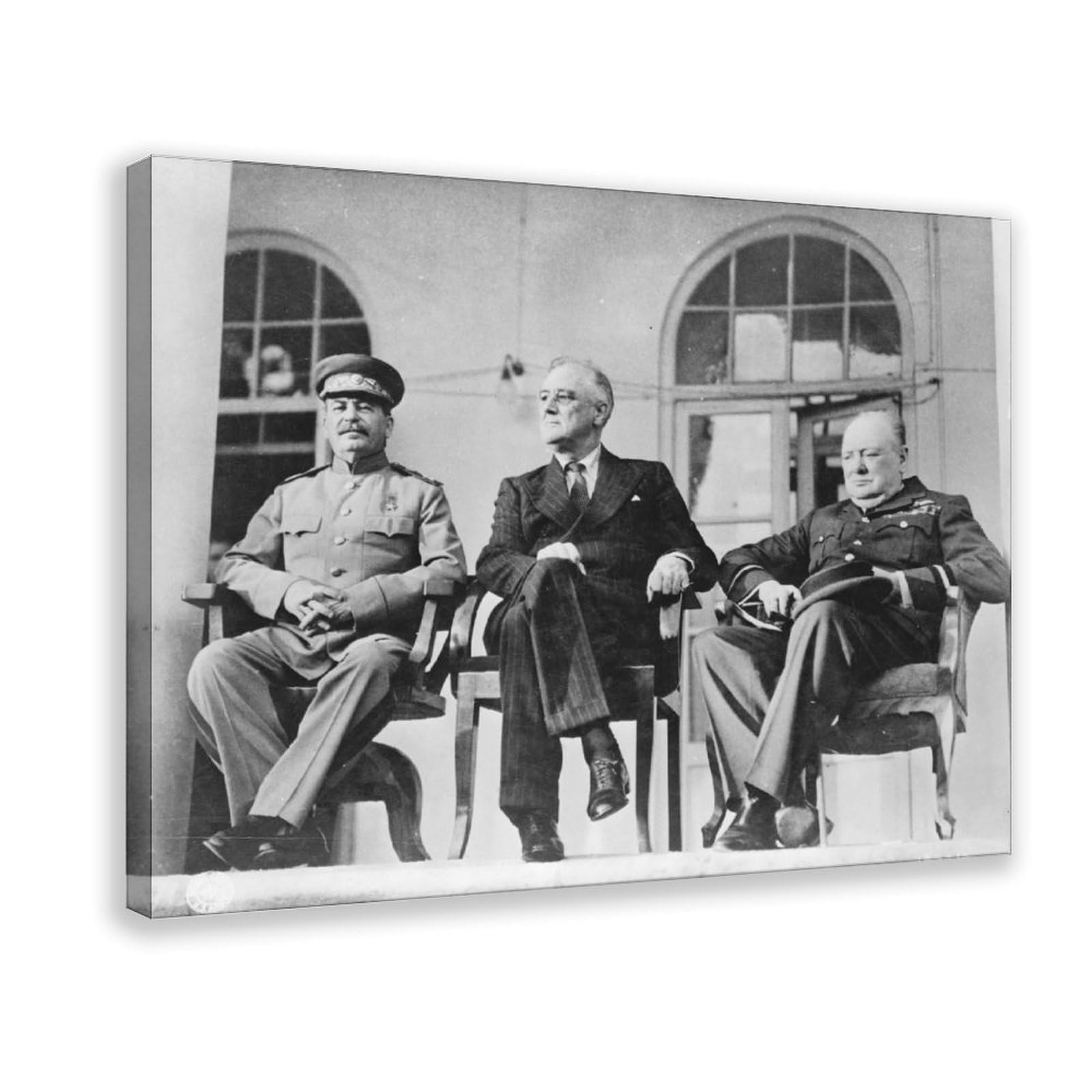WCYB The Big Three - Franklin Delano Roosevelt, Joseph Stalin, Winston Churchill at The Teheran Conference 1943 Prints Posters Canvas Deco Paintings Wall A