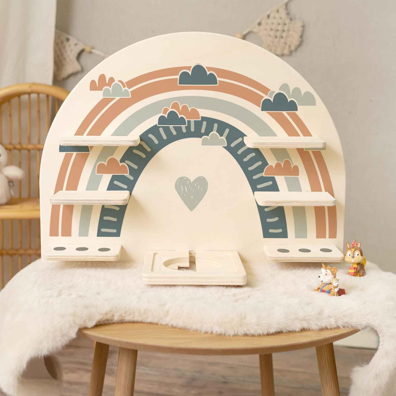 Toniebox Étagère murale pour chambre d'enfant - Étagère avec surface magnétique pour rangement de la boîte à musique Tonie et 24 figurines - Couleur : bleu
