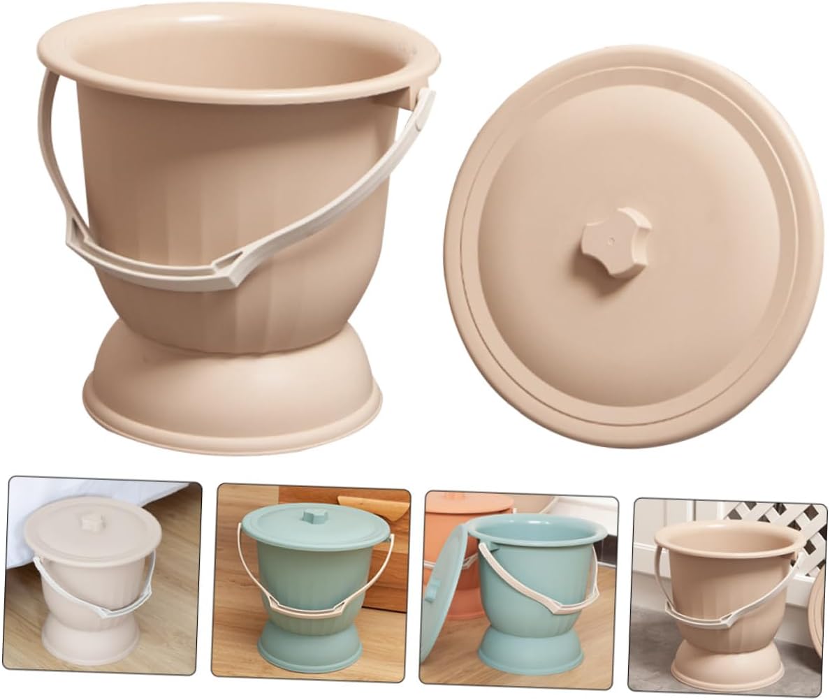 GARVALON Plastic Urinal Pot with Lid High Base Spittoon for Adults Lightweight and Durable Chamber Pot for Home and Travel for Pregnant Women and Boy Girl Bedrooms Large
