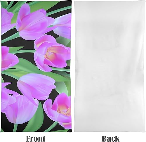 Miniatura 2 de OTVEE Toalla de playa de tulipanes morados, de gran tamaño, 31 x 71 pulgadas, toalla de piscina extragrande, ligera, suave, absorbente, sin arena,