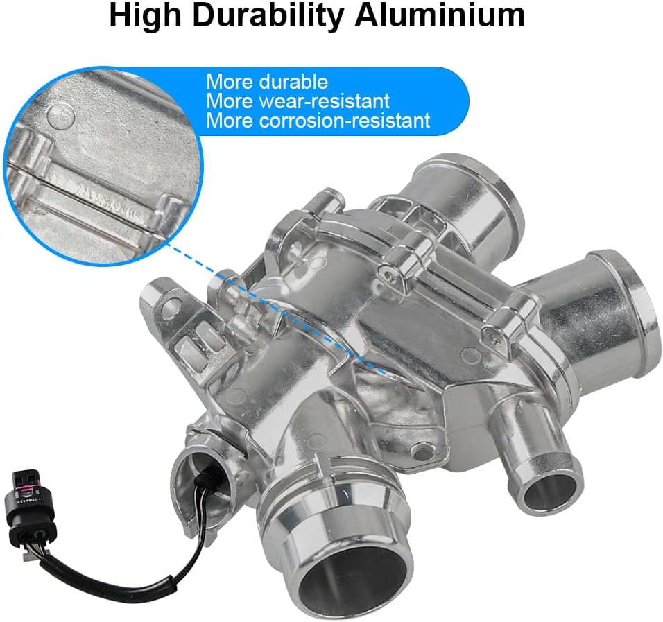 Aluminium Engine Coolant Thermostat Housing Compatible with 2014-2019 Land Rover LR4 Discovery 3.0L, Jaguar XF XE XJ F-Type F-Pace 2013-2020 3.0 L, Replacement for LR117568 LR062498