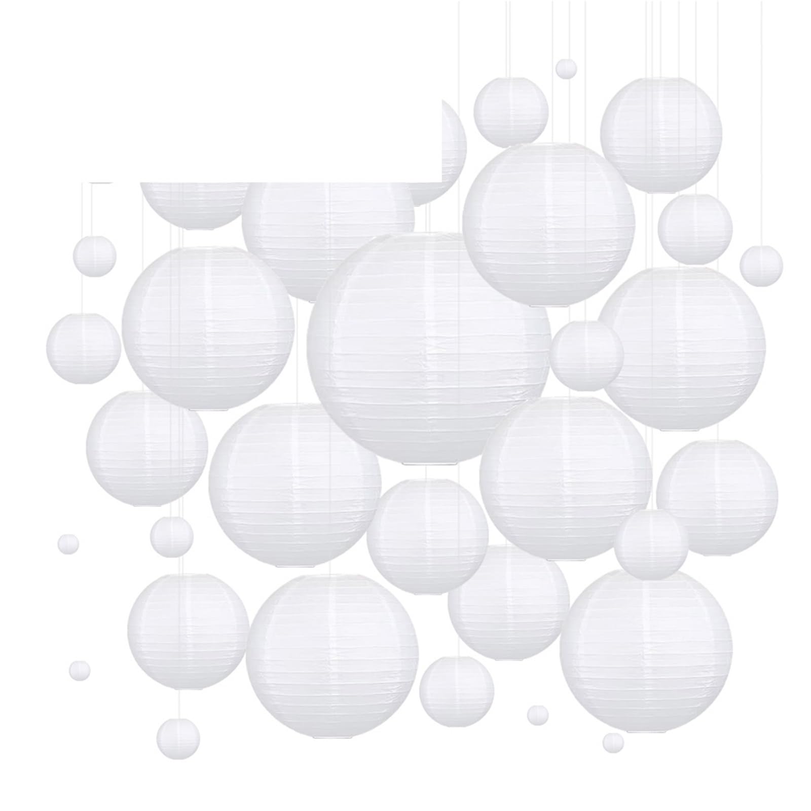 20/30/50/60 piezas variadas de 4-12'', elegantes faroles papel chinos blancos for bodas, pantallas colgantes for fiestas Para DecoracióN En Fiestas O Bodas(60PCS)