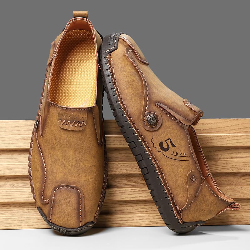 Mens Loafers Slip-on Leather Shoes Casual Flat Moccasin Driving Shoes for Men4