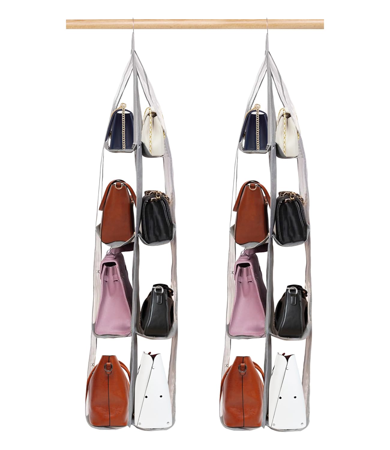 2 Organisateurs Suspendus Pour Sacs Winter Shore - 8 Compartiments Transparents - Pliable Pour Dressing/Voyage