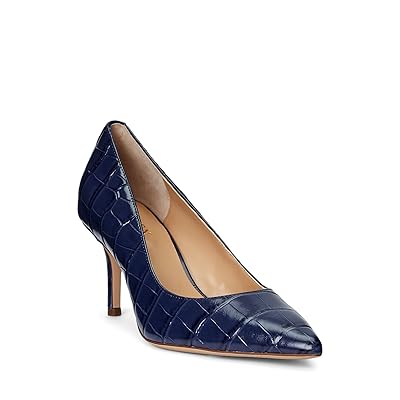 Lauren Ralph Lauren Lanette Crocodile Embossed Leather Pumps High Women