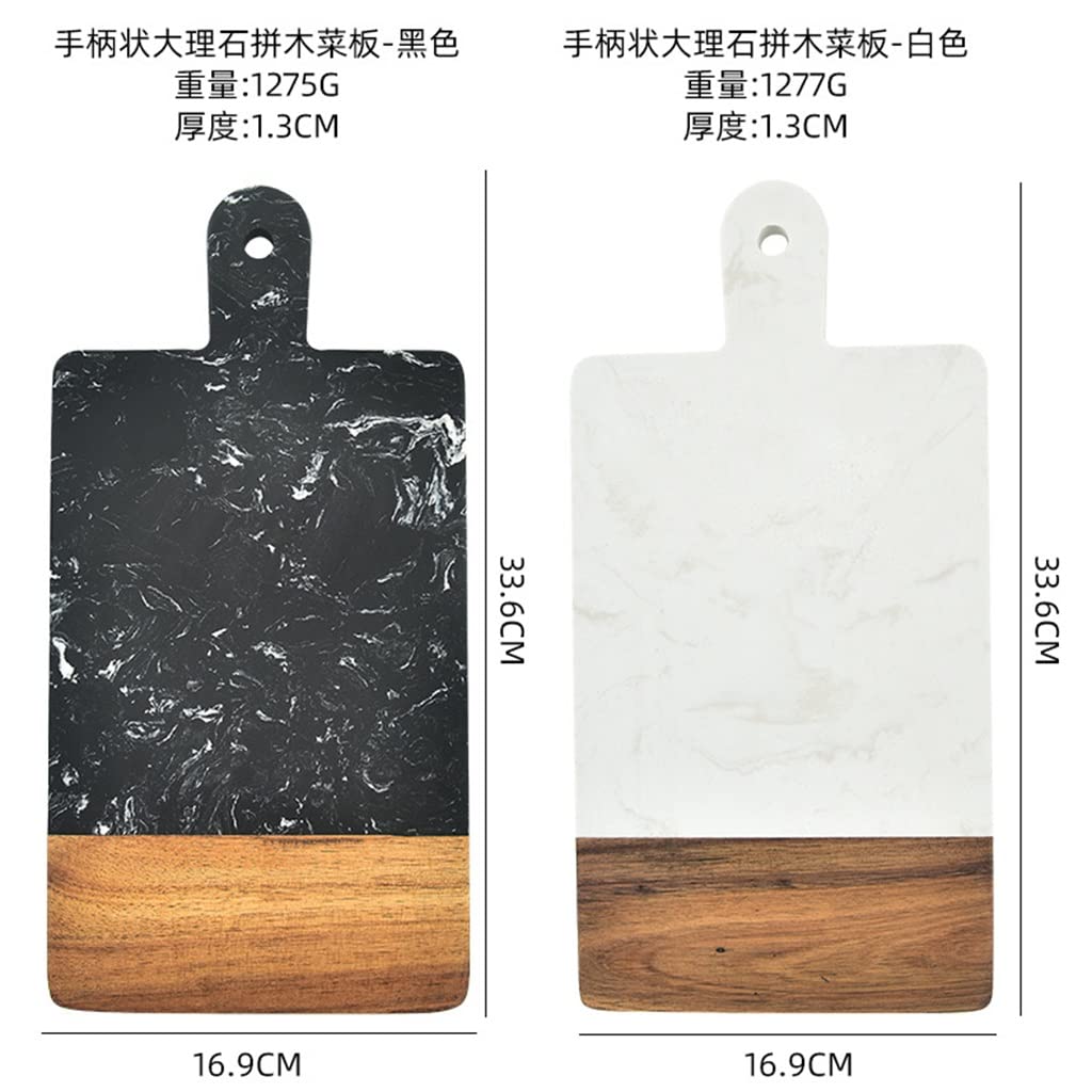 Tabla de Cortar Cocina,Tabla de Cortar de mármol con Mango en Forma de parquet Tabla de Cortar de Fruta de Pan Plano