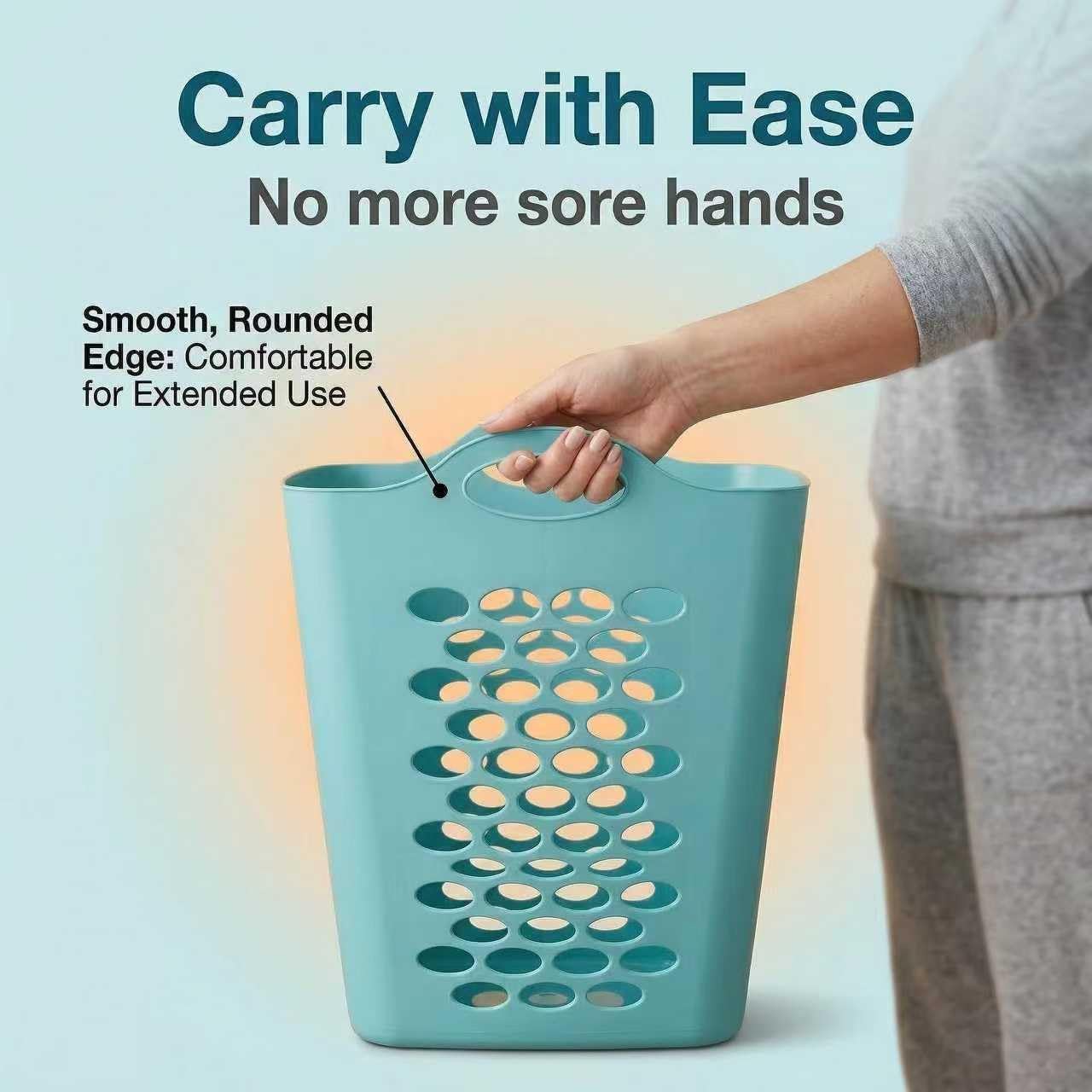 (2 Pack) 2 Bushel Square Laundry Hamper, Teal Lightweight Plastic Tall Laundry Basket with Handles, Ventilation Design for Bedroom, Bathroom, Laundry Room, College Dorm.