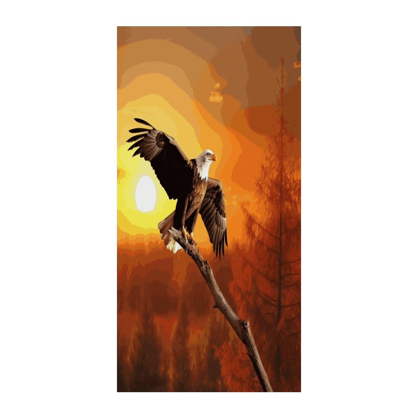 Fekiloot Style Golden Sunset Bald Eagle Door Curtain Room Divider Curtains