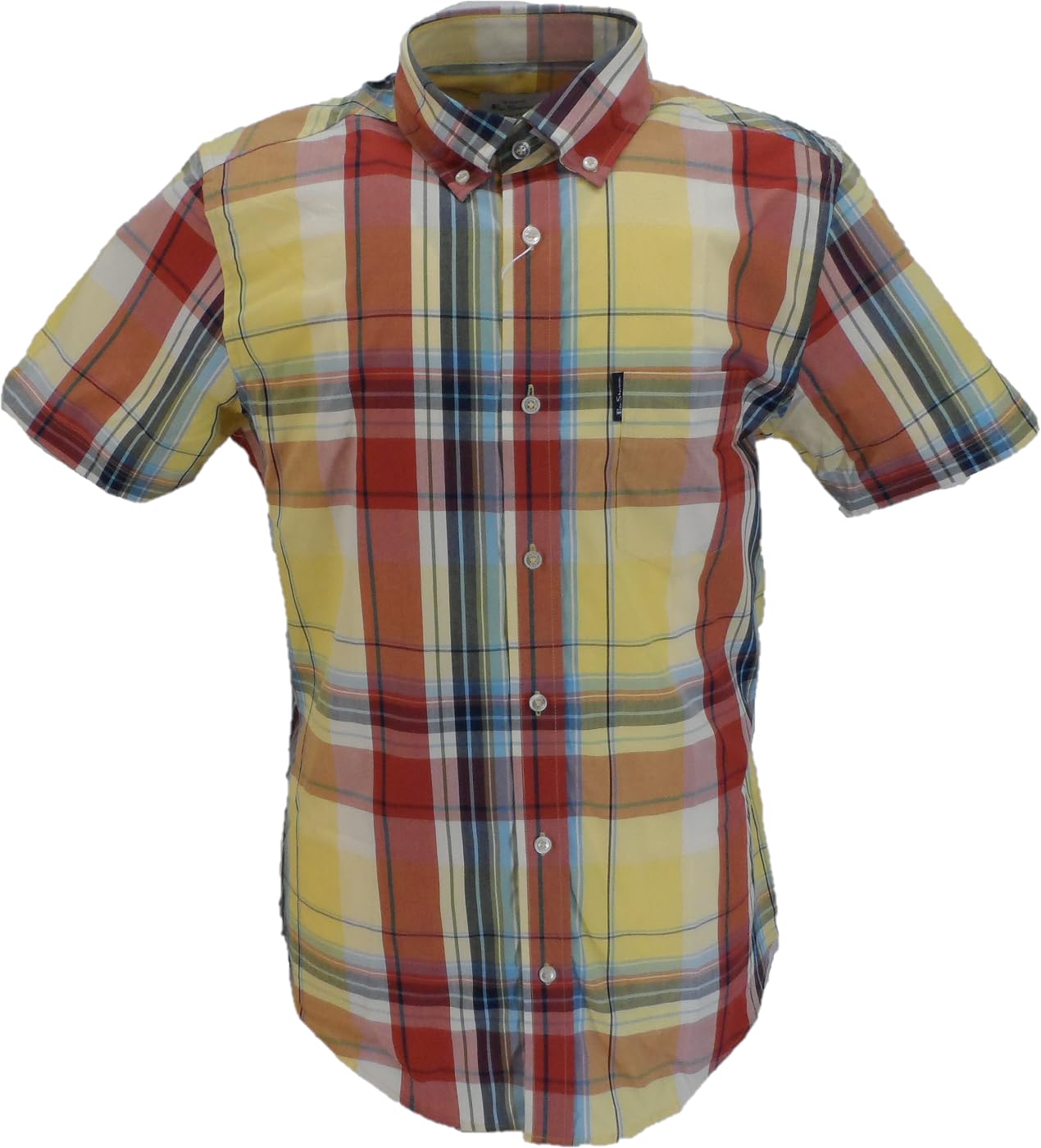 Ben Sherman Mens Large Oversize Check Shirt Button-Down Collar Zest 3XL