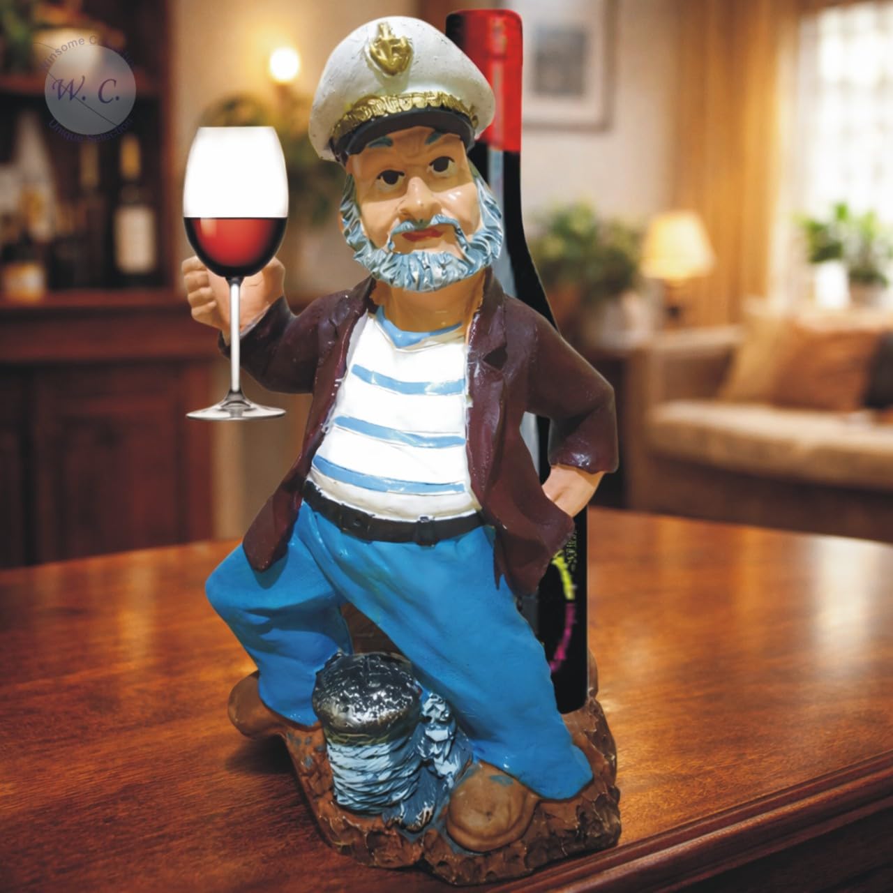 Wine Bottle Stand Statue Glass Holder Showpiece Polyresin Multicolor Pack of 1-image-27