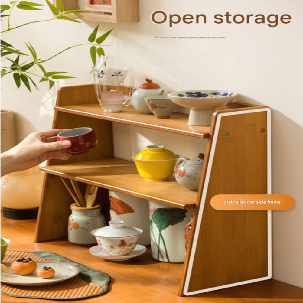 Soporte para tazas de café de madera y estante de té para encimera de cocina, soporte para matcha y exhibición de tazas, perfecto para accesorios de barra de café