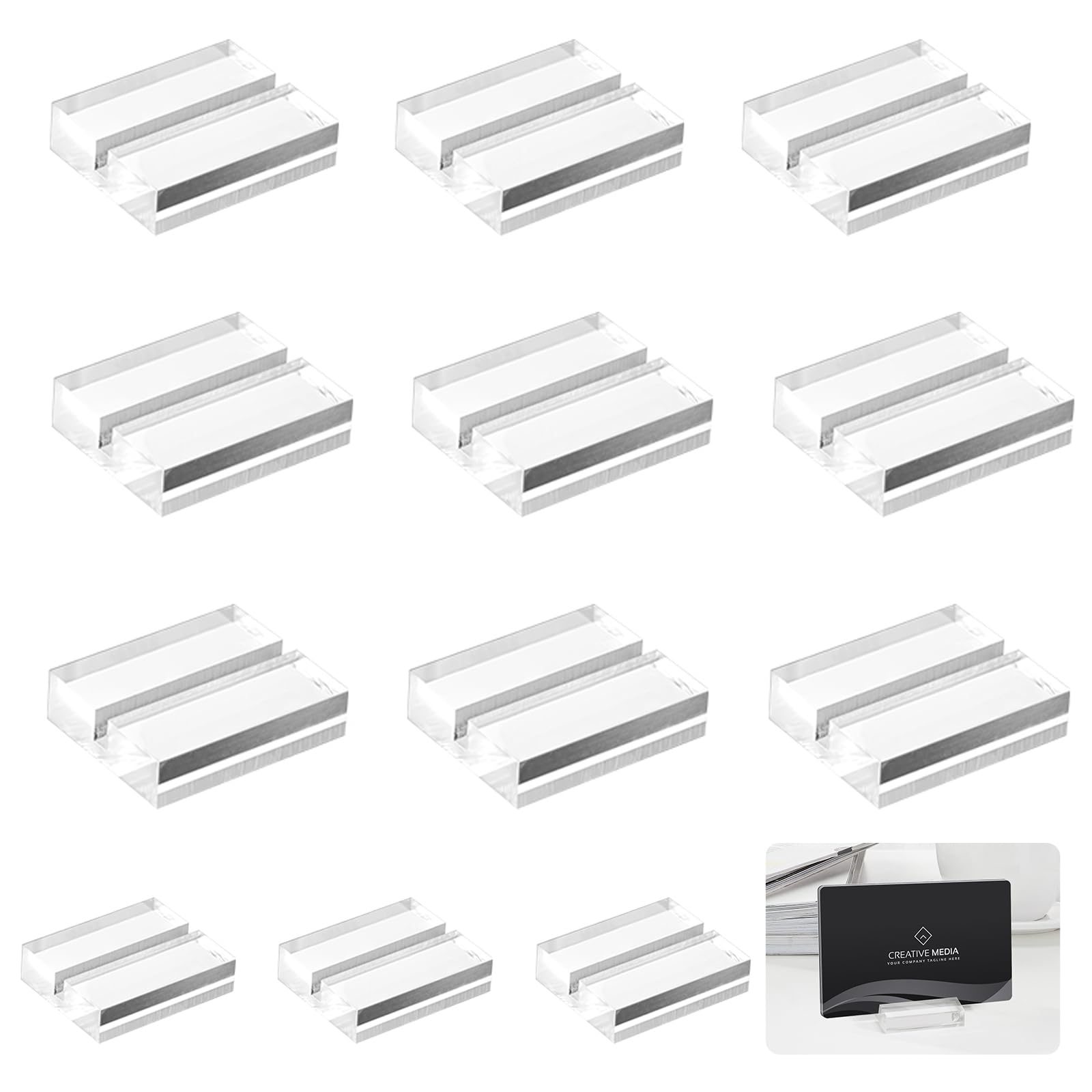 12 Pcs Acrylic Place Card Holder, Card Display Stand Table Number Holders for Table Wedding Menu Office Meeting