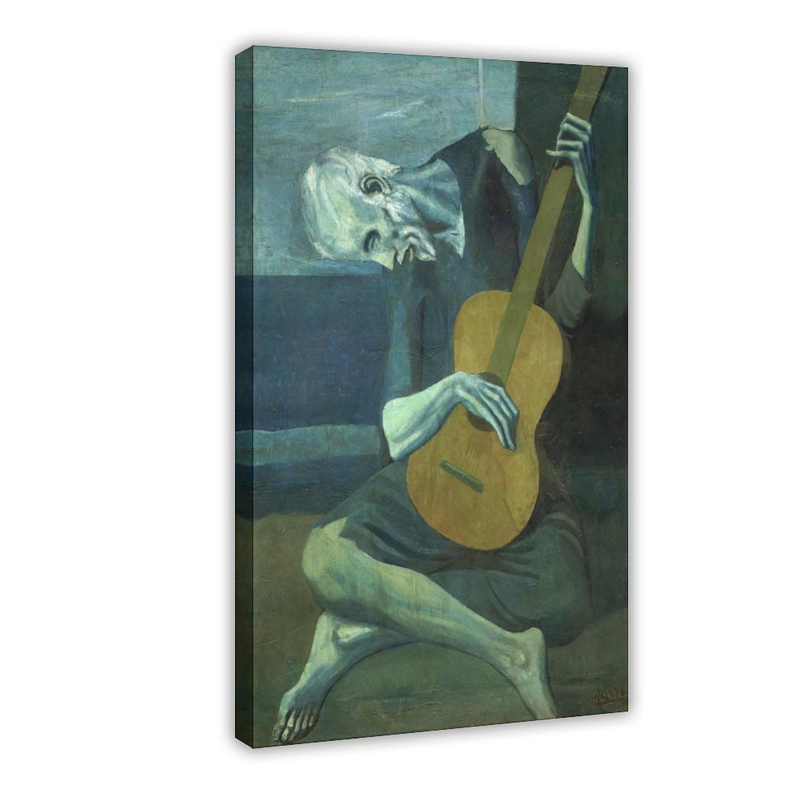 Famous Prints by Picasso's The Old Guitarist 1904 by Pablo Picasso Poster Wall Art Canvas Bedroom Decor Office Room Kitchen Decor Gift Frame 12x18inch