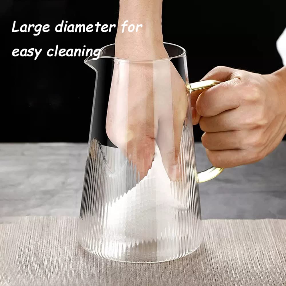 Nff Jarra De Cristal, Jarra De Cristal De 1,2 L con Tapa, con Mango De Madera Jarra De Agua De Cristal Resistente Al Calor Apta For Bebidas, Té Caliente, Café, Leche (Color : A)