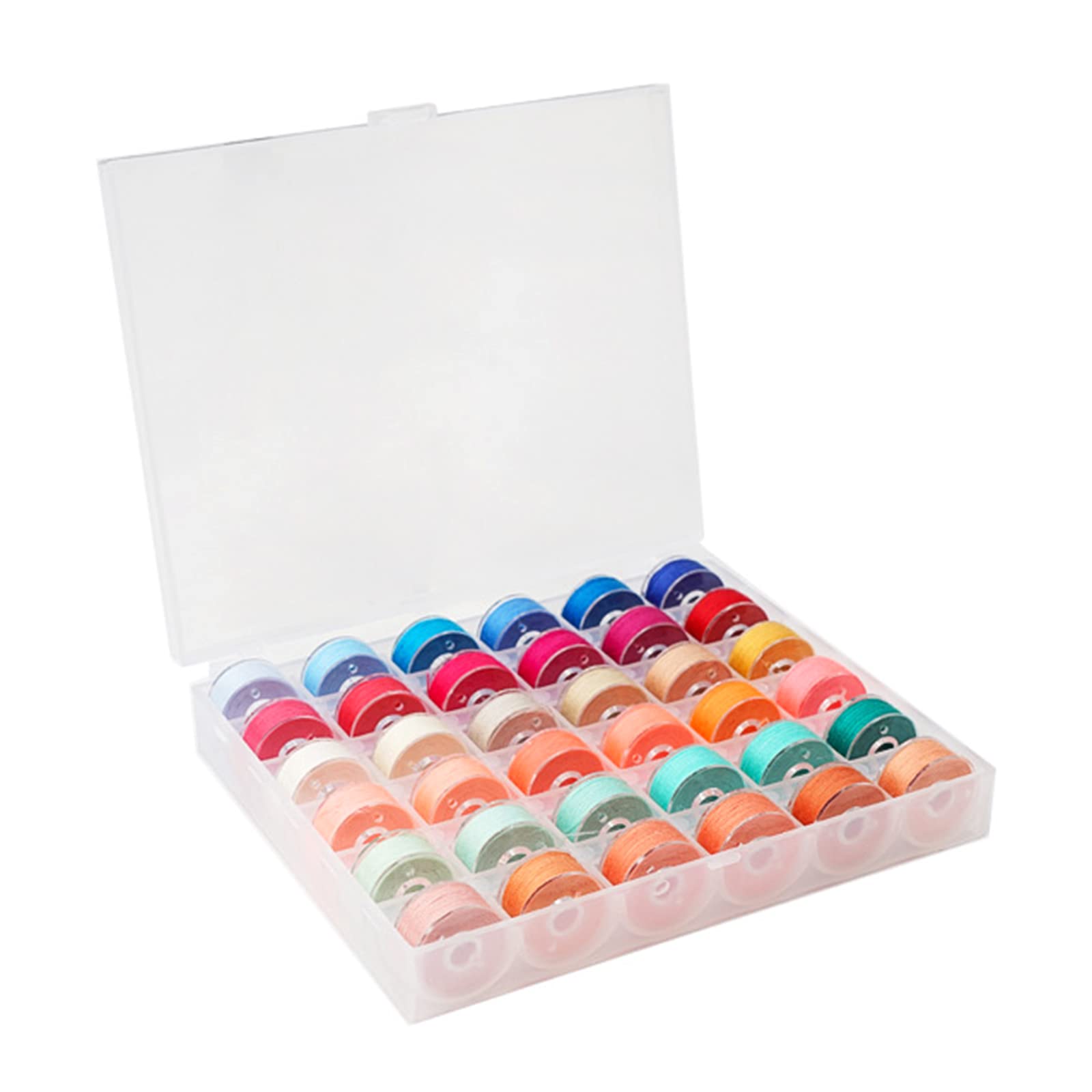 Filo Bobina preavvolto da 144 con Bobina per Custodia, Colori Vivaci Assortiti, Adatto per Macchina da Cucire per Ricamo, Filo per Cucire, Set in Custodia, Set Cotone per Macchina