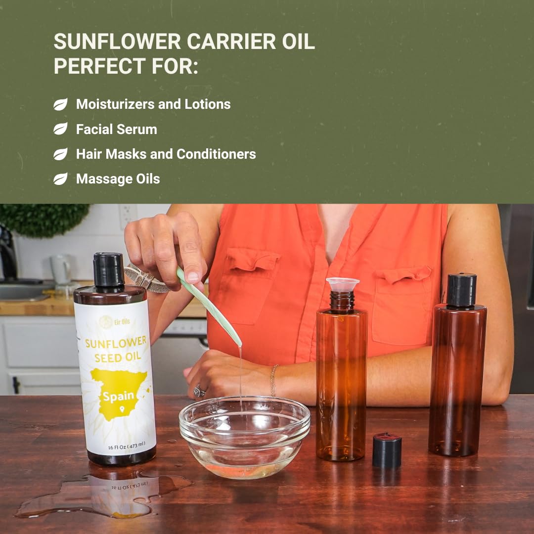 Nature Packaged Huile de tournesol (4 GAL) – Directement issue des terres agricoles EIR Oil dans les champs ensoleillés d'Espagne – Huile de support 100 % pure pour les cheveux, le visage et la peau