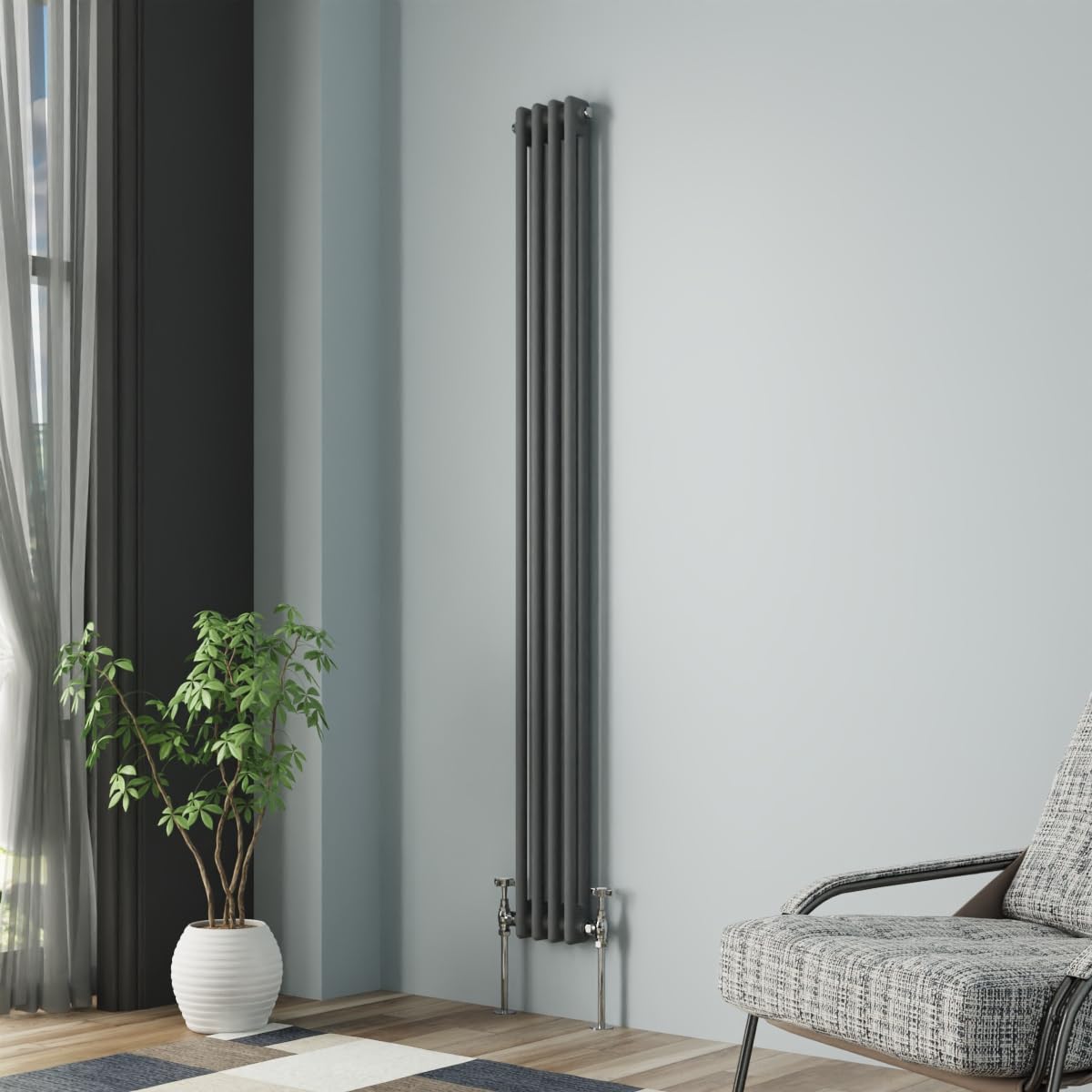 Nrg Anthracite Column Radiator 1800X200mm Double Traditional Cast Iron Style Heater Interior Designer Vertical Bathroom Radiators