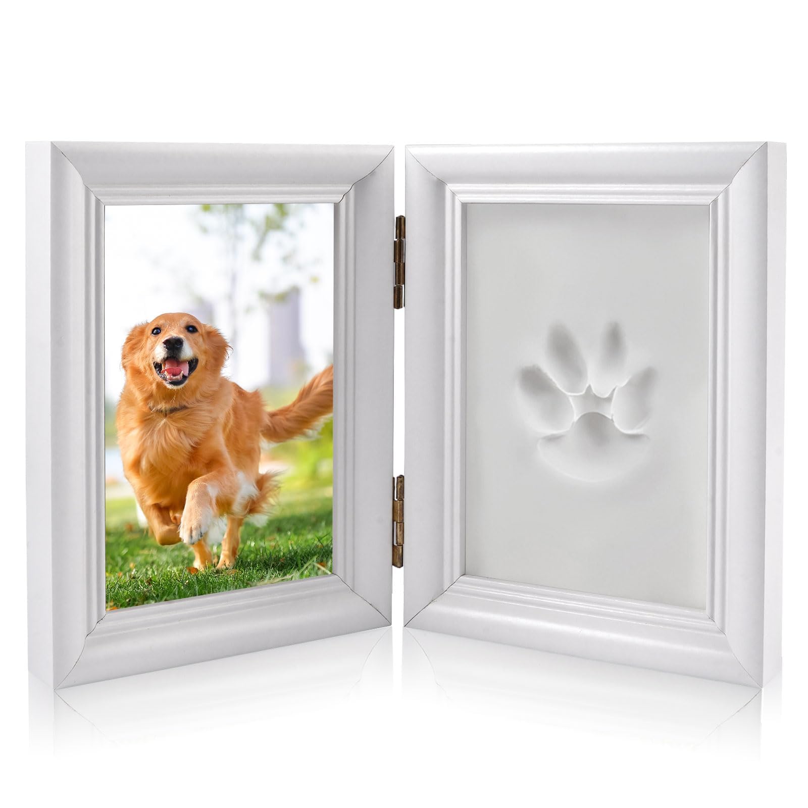 Pet Clay Paw Print Kit with 23 X 15 cm Wooden Picture Frame for Dog and Cat