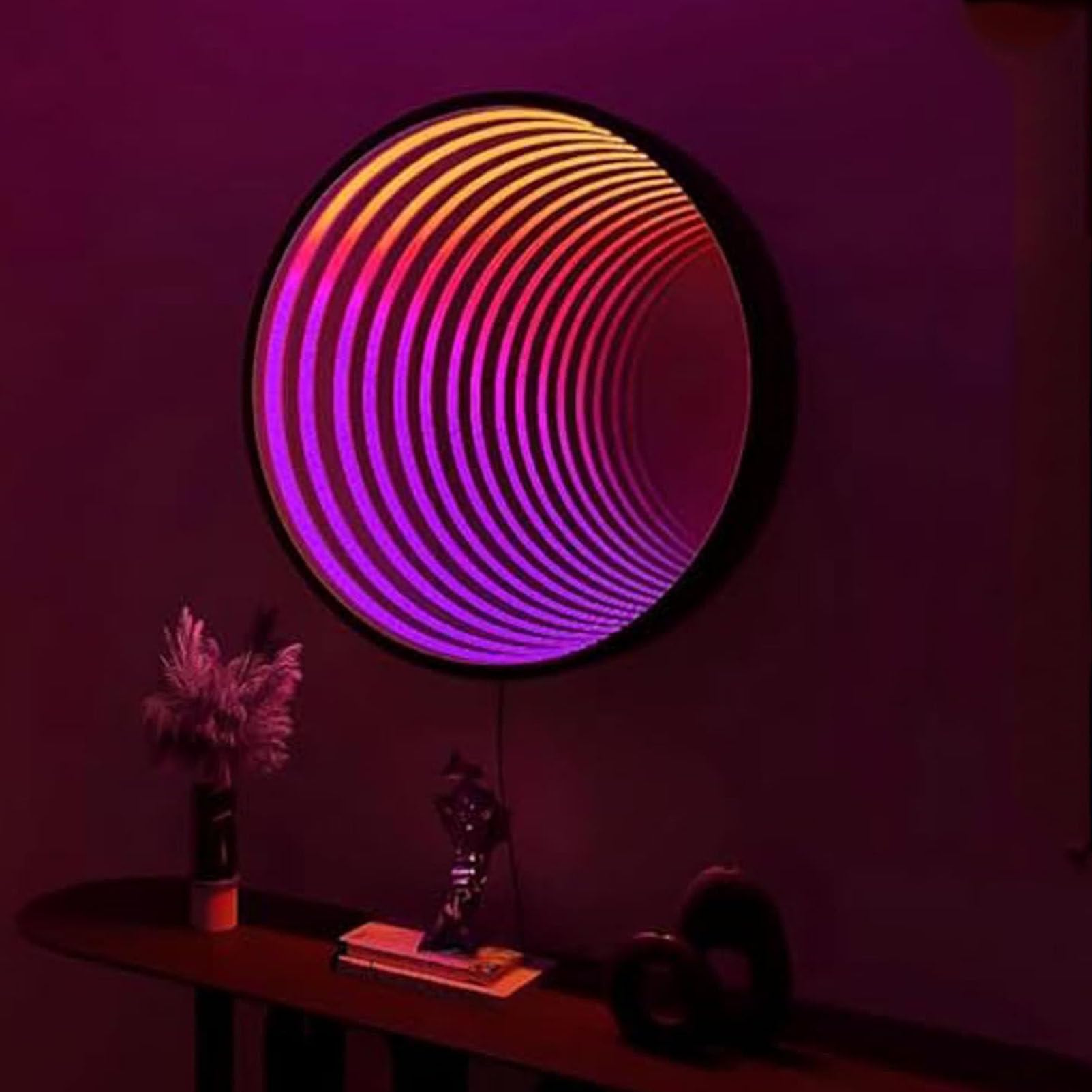 Oświetlenie tunelowe z lustrem nieskończoności, 3D LED, lampka nocna z pilotem zdalnego sterowania, wielokolorowa, zmieniająca się lampa tunelowa, do dekoracji domu i sypialni