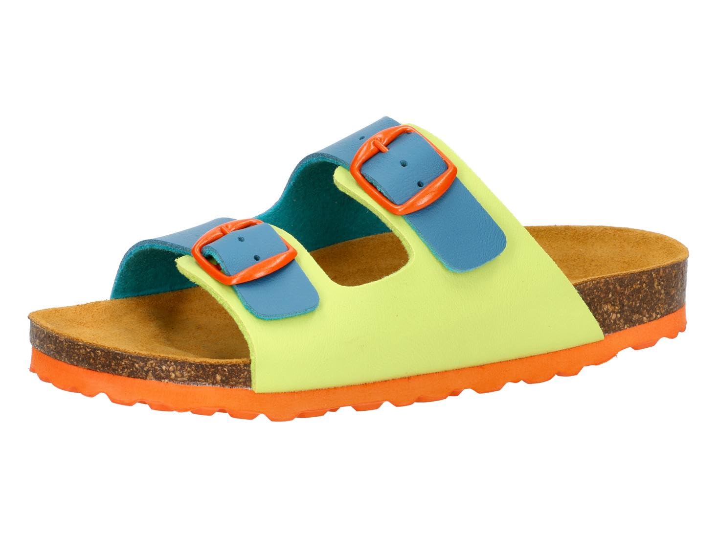 Lico Bioline Colored Kids Mules, Blue/Lemon/Orange, 35 EU