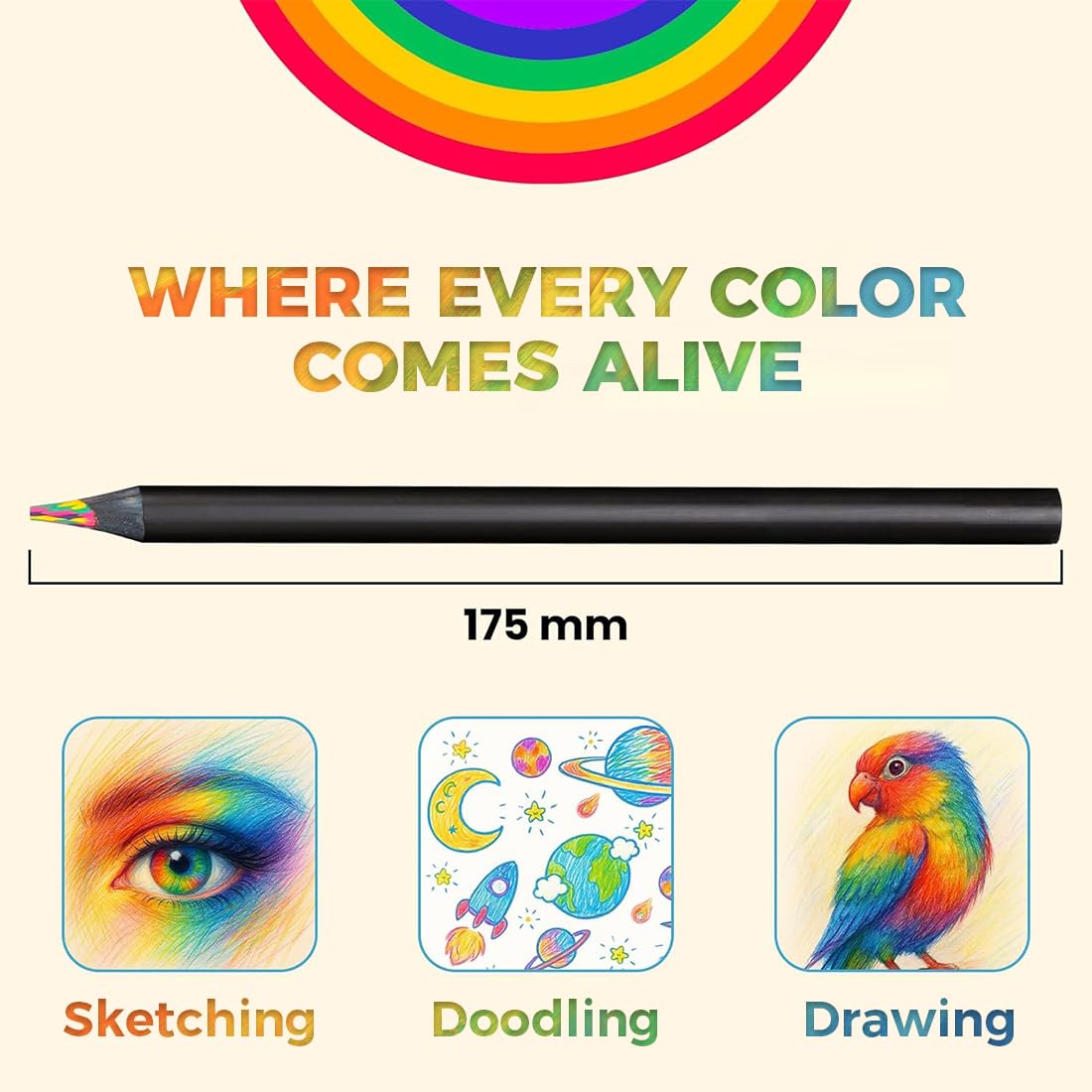 Matite Colorate Jumbo Arcobaleno Multicolori per Bambini e Adulti, Materiale Scolastico e Artistico