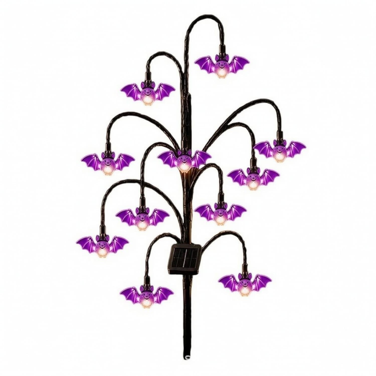 Decorative Solar Tree Light Outdoor Garden Light with Ground Stake Metal Weather-Resistant for Halloween, Pathway, Lawn, Patio, Bat 12-Head Solar-image-19