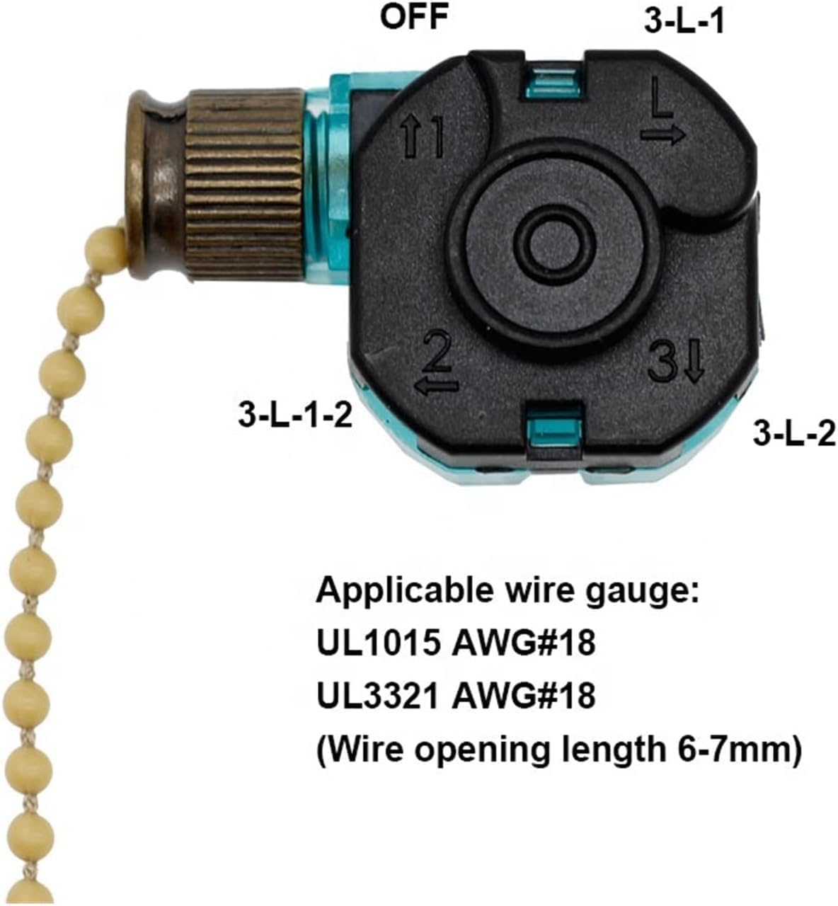 Ceiling Fan Switch，Pull Chain Switch，Fan Pull Chain Shift Switch 3 Position 4Wire Ceiling Fan Light Switch