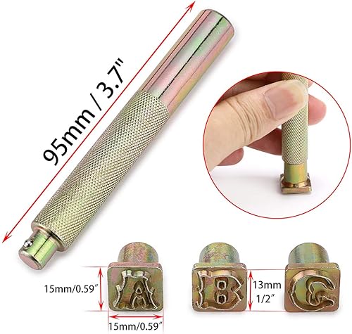 Miniatura 2 de OwnMy Juego de sellos de letras mayúsculas, juego de herramientas de sello del alfabeto de 12"  13mm, herramientas de estampado de cuero,