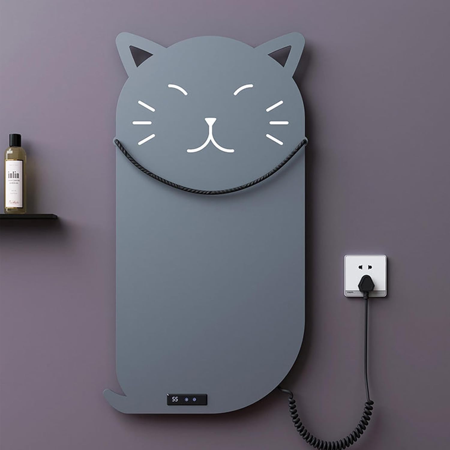 Radiator Towel Rail, Digital Display Towel Warmer Electric Heated Towel Rail 155W Electric Towel Radiator Wall Mounted Adjustable Temperature and Timing