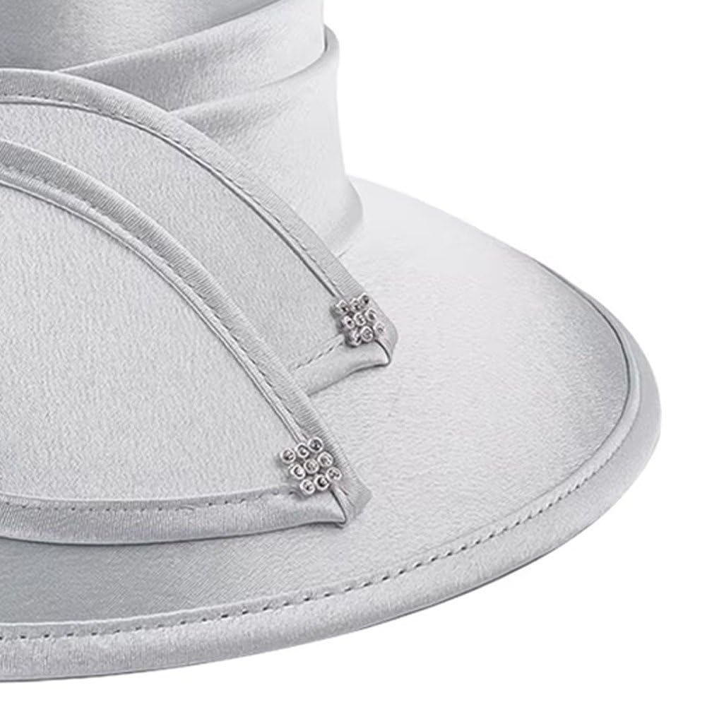 Wiywef Satin Cloth Church Hat Women Wide Brim Hat Elegant Wedding  Photography Hat Female Banquet Fancy Fascinator Formal Hat at Amazon Women's  Clothing store