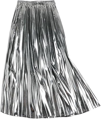LICIAATWIG Women's Gold Pleated Maxi Skirt